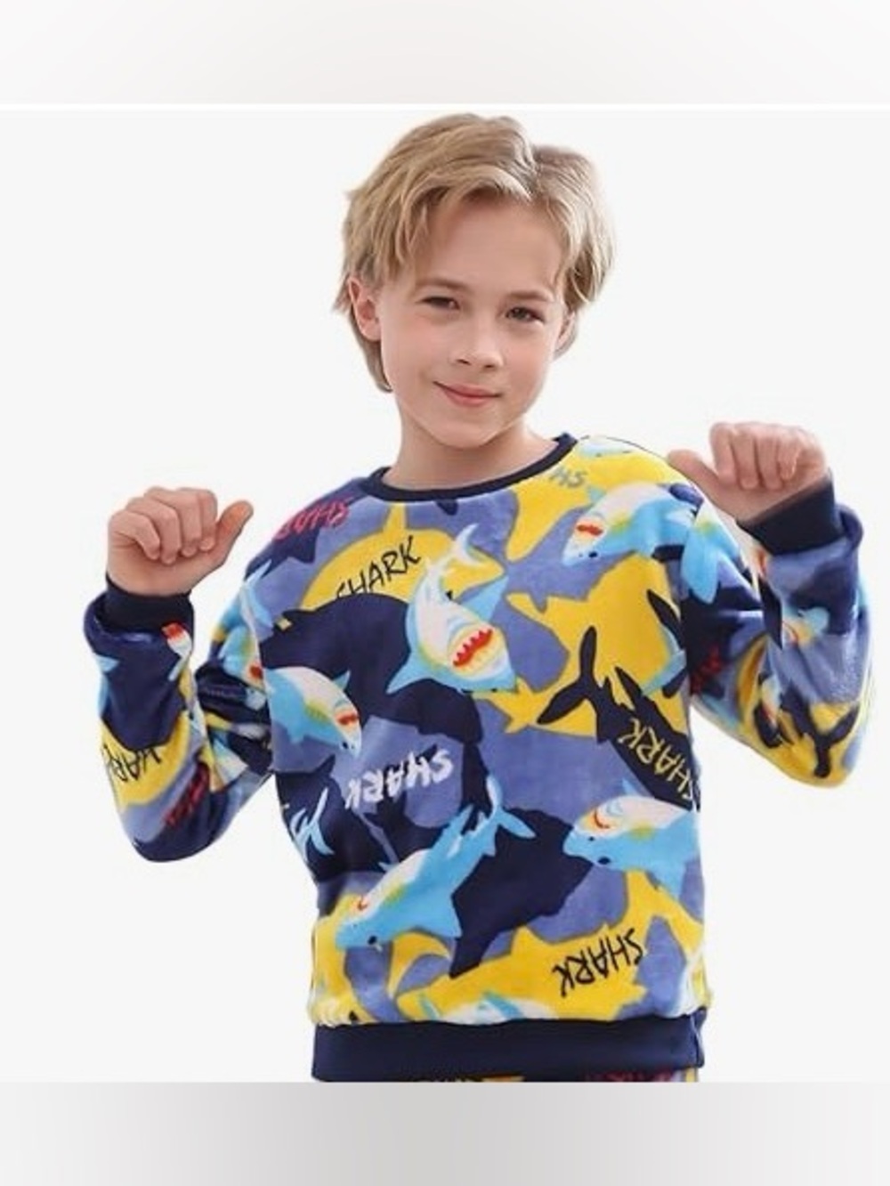 V.&GRIN Boys Size 13-14 Fleece Pajama Top, Soft Cozy Pullover Sweatshirt, New
